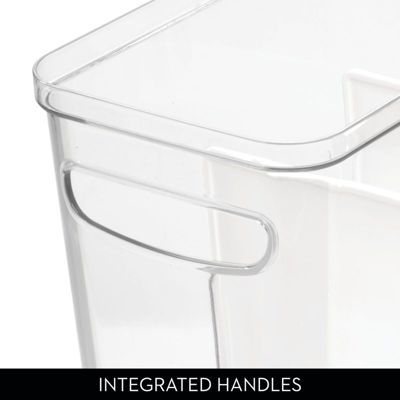 InterDesign iDesign Crisp Divided Organizer Bin with Handles, 6"" x 8"" x 14"", Clear/Matte White - Image 3